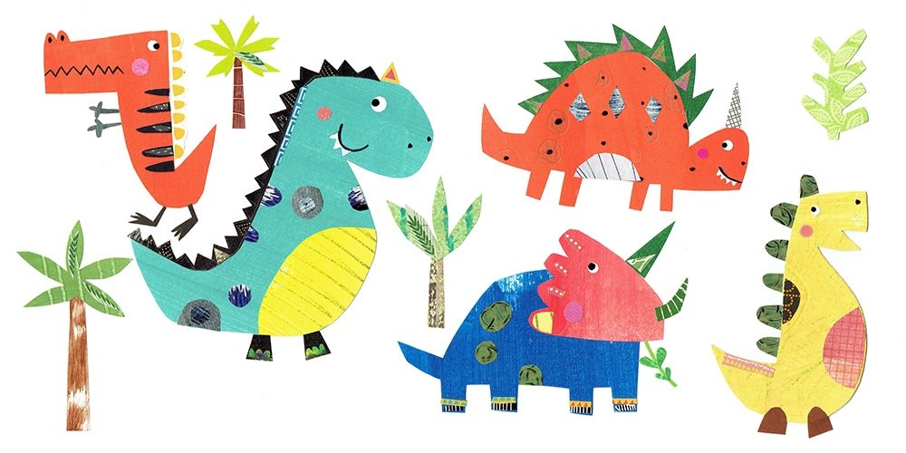 Dino Party art print by Kate and Elizabeth Pope for $57.95 CAD