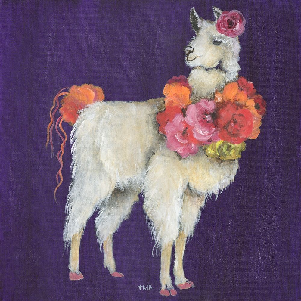 Llama Flowers art print by Tava Studios for $57.95 CAD