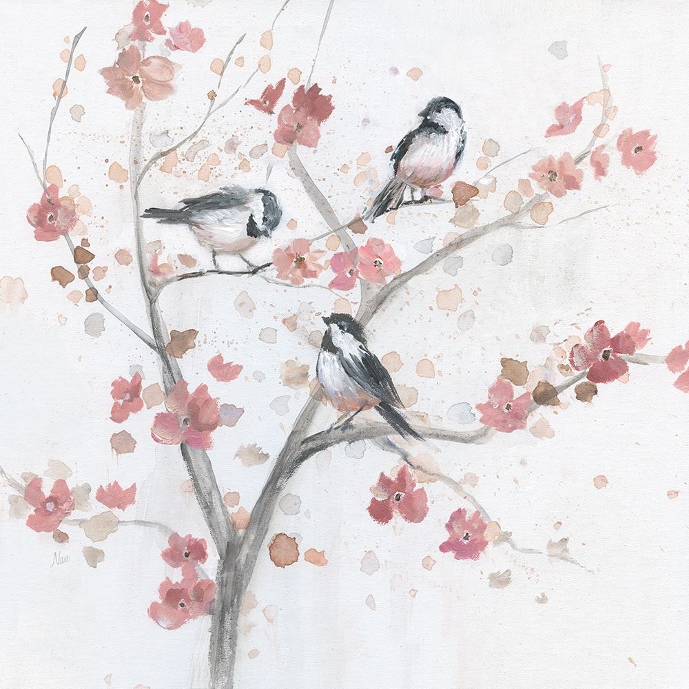 Chickadees In Spring I art print by Nan for $57.95 CAD