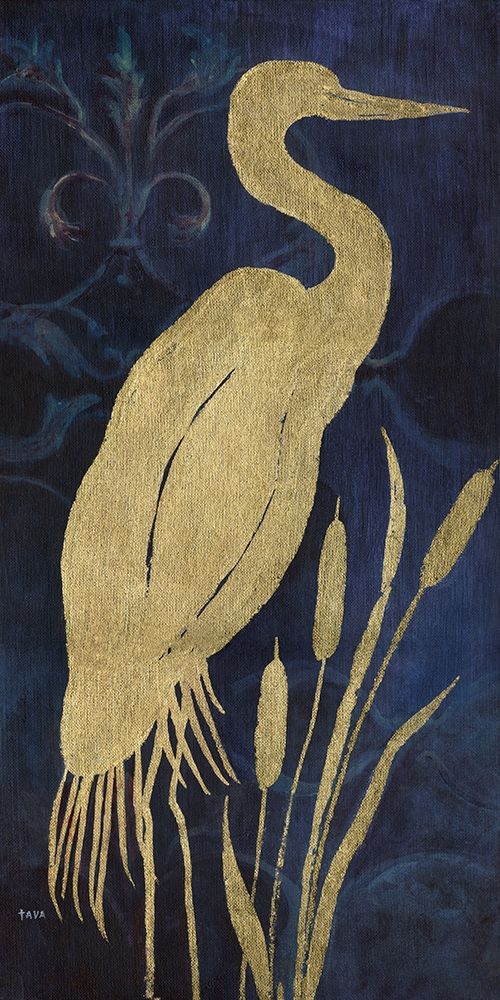 Egret On Indigo I art print by Tava Studios for $57.95 CAD