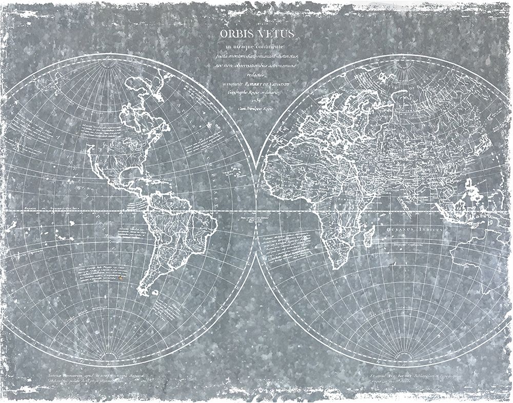 Galvanized World Map art print by CAD Designs for $57.95 CAD