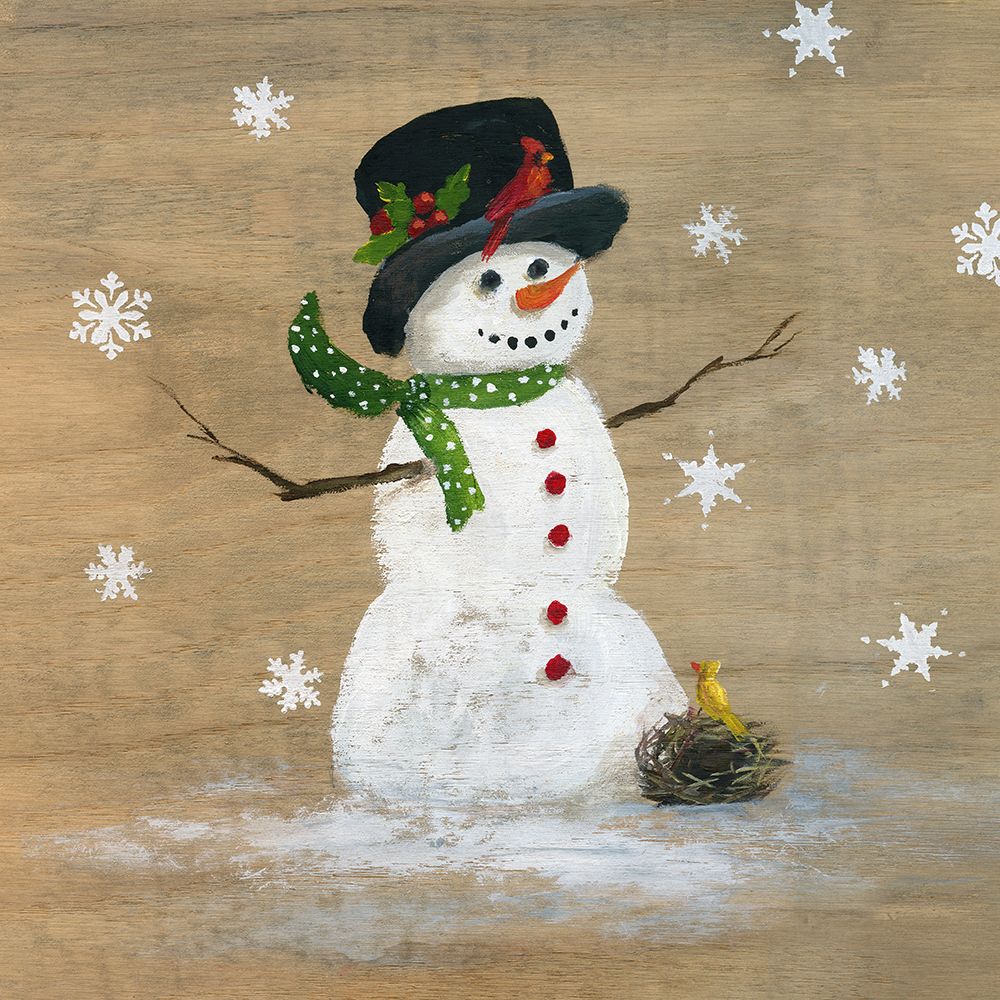 Wooden Snowman I art print by Nan for $57.95 CAD