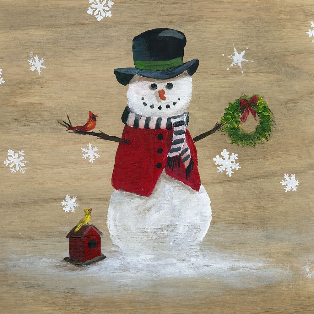 Wooden Snowman II art print by Nan for $57.95 CAD