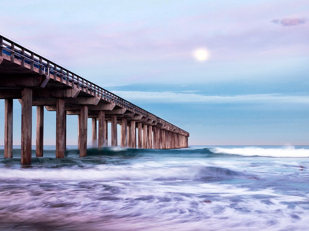 Moon Setting Over Scripps Pier art print by Ann Collins for $57.95 CAD