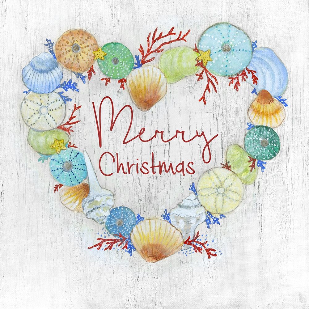 Merry Christmas Shell Wreath art print by Tava Studios for $57.95 CAD