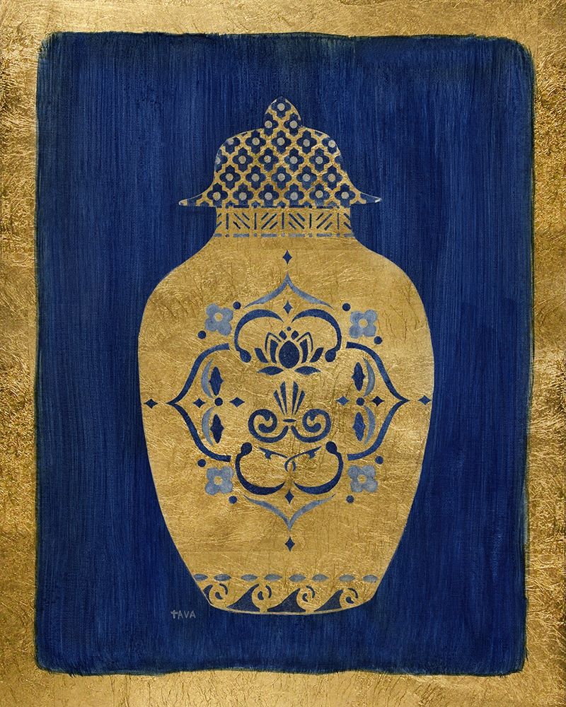 Sapphire and Gold Urn I art print by Tava Studios for $57.95 CAD