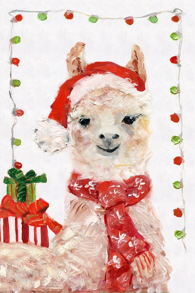Holiday Llama I art print by Sally Swatland for $57.95 CAD