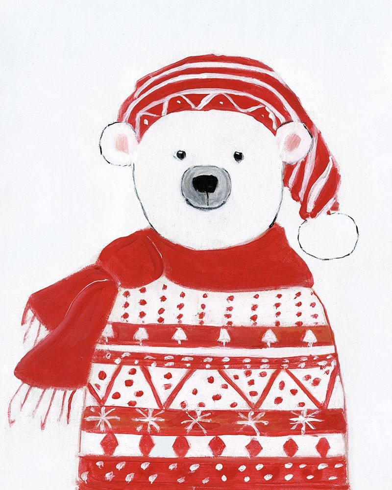 Holiday Polar Bear I art print by Sally Swatland for $57.95 CAD
