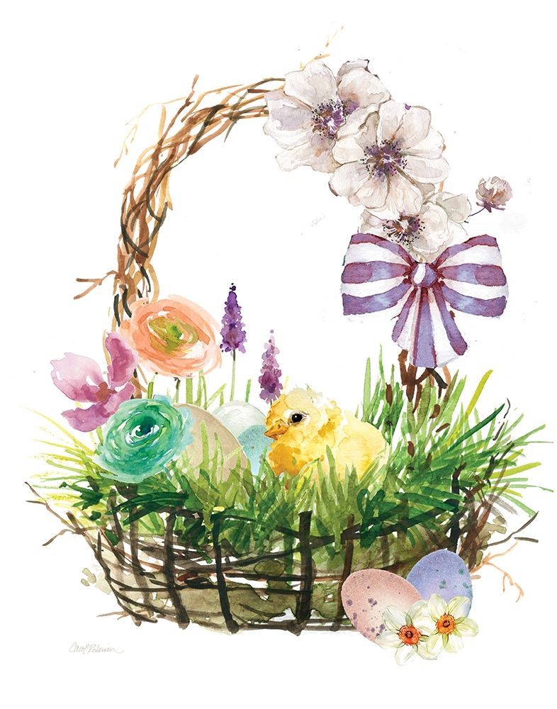 Spring Basket Chick art print by Carol Robinson for $57.95 CAD