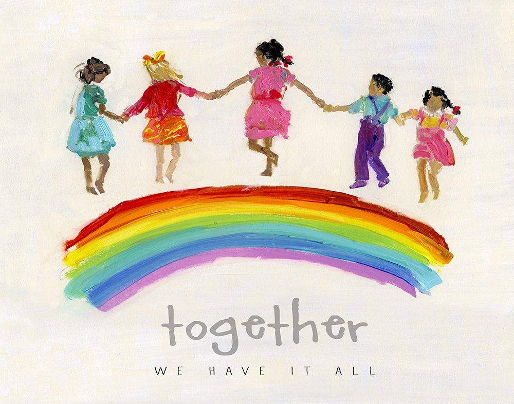 Rainbow Kids Together art print by Sally Swatland for $57.95 CAD