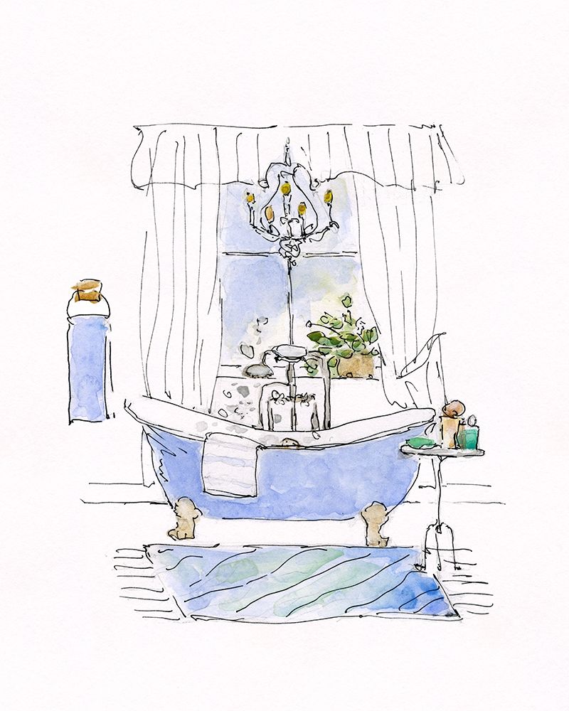 Sketchy Bath I art print by Sally Swatland for $57.95 CAD