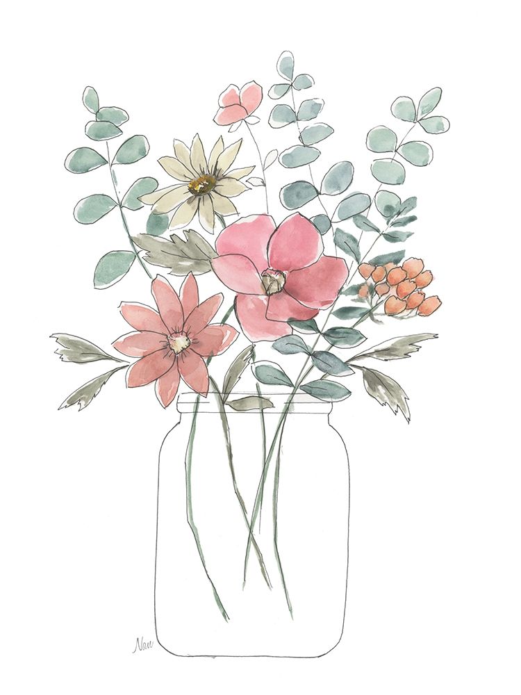 Whimsical Wildflowers II art print by Nan for $57.95 CAD