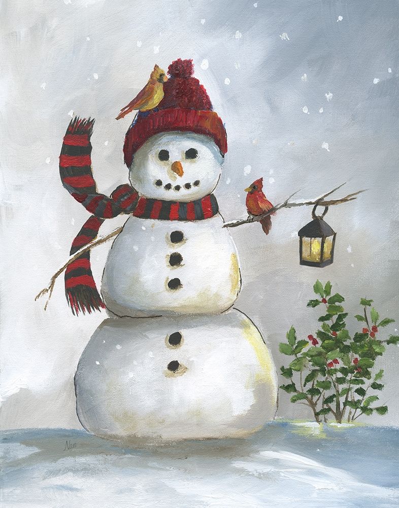 Snowman and Cardinal I art print by Nan for $57.95 CAD