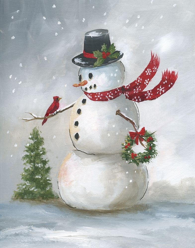 Snowman and Cardinal II art print by Nan for $57.95 CAD