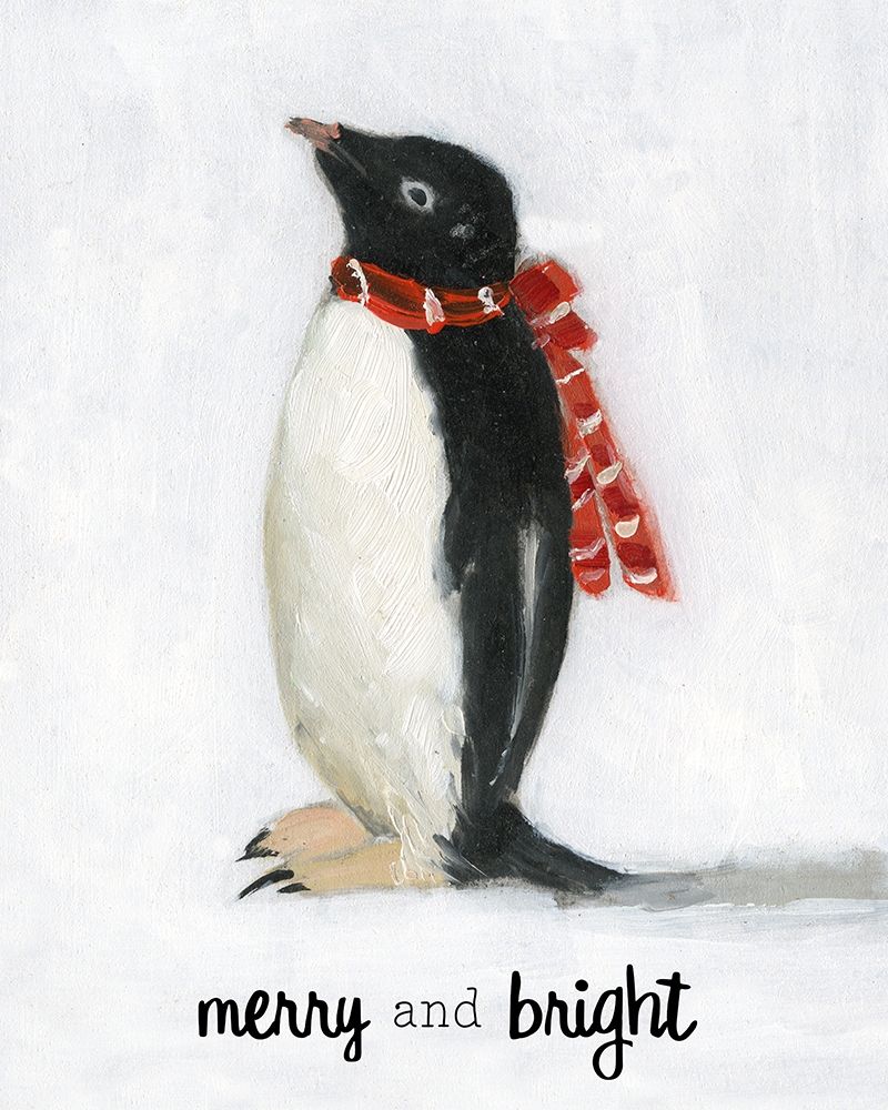 Merry and Bright Penguin art print by Sally Swatland for $57.95 CAD