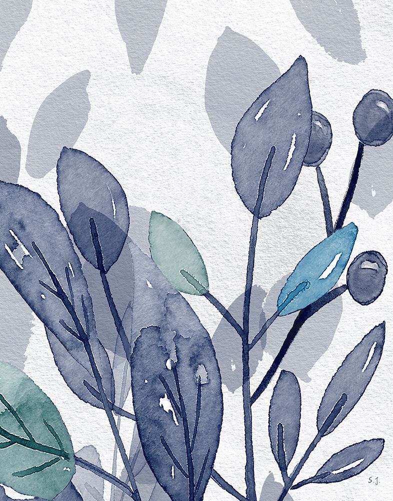 Shadow Leaves in Blue I art print by Susan Jill for $57.95 CAD