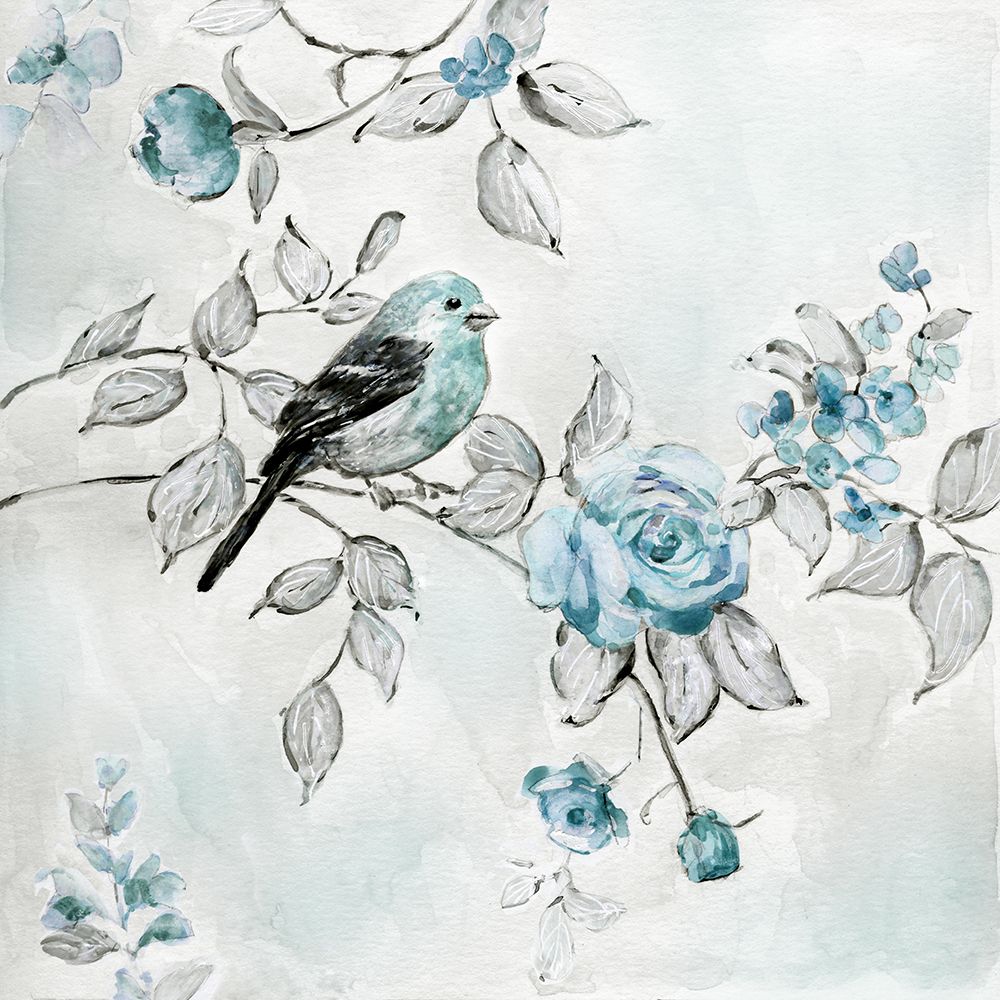 Finch and Spring Rose Climbers I art print by Sally Swatland for $57.95 CAD