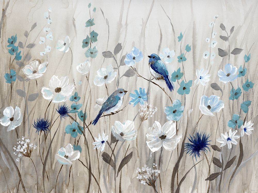 Bluebirds in Spring art print by Nan for $57.95 CAD