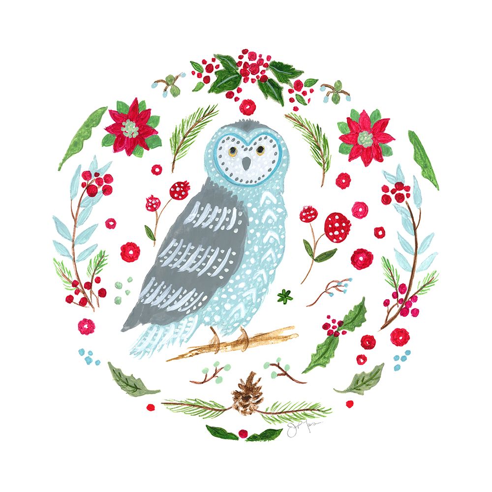 Christmas Folk Owl art print by Tava Studios for $57.95 CAD