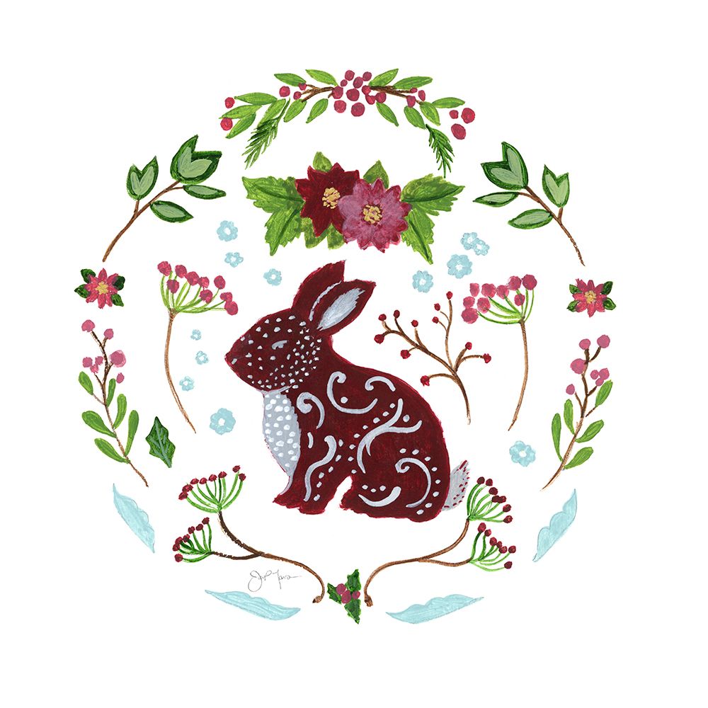 Christmas Folk Rabbit art print by Tava Studios for $57.95 CAD