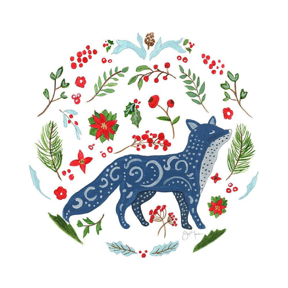 Christmas Folk Fox art print by Tava Studios for $57.95 CAD