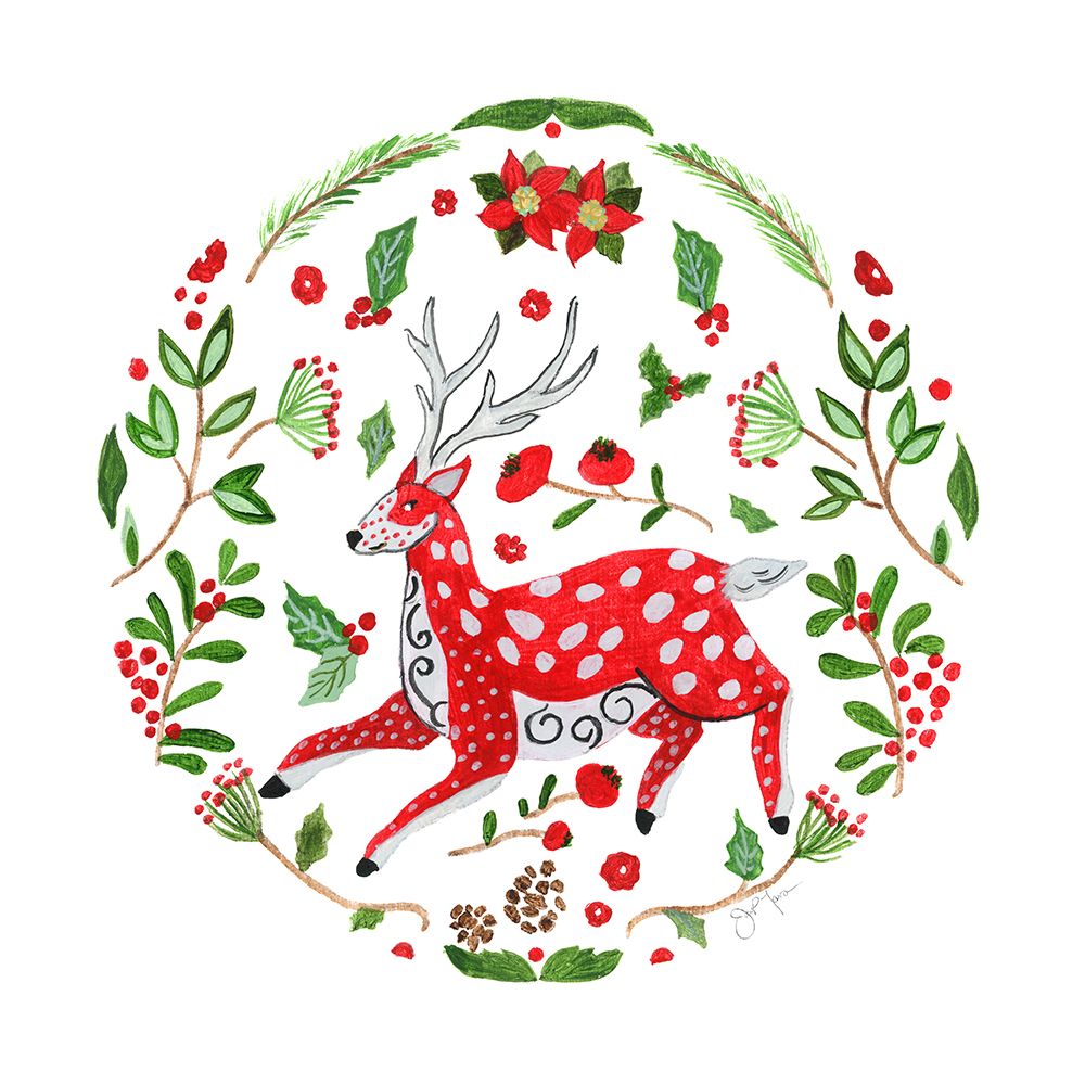 Christmas Folk Deer art print by Tava Studios for $57.95 CAD