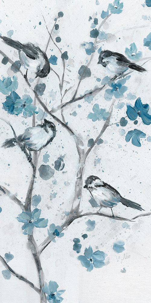 Blue Chickadees II art print by Nan for $57.95 CAD