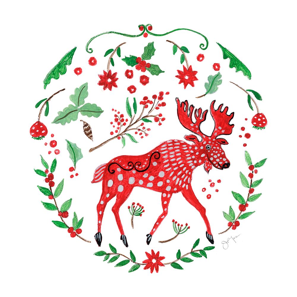 Christmas Folk Moose art print by Tava Studios for $57.95 CAD