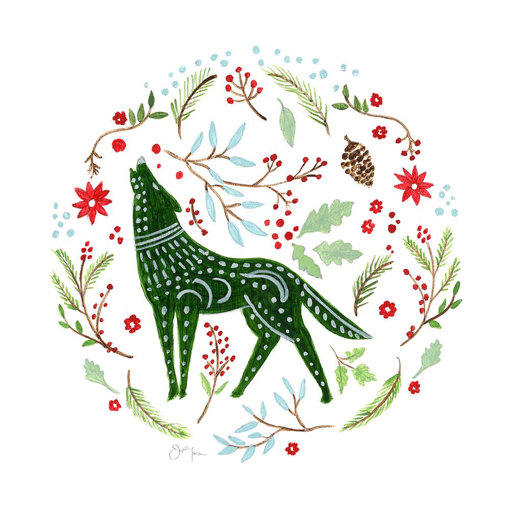 Christmas Folk Wolf art print by Tava Studios for $57.95 CAD