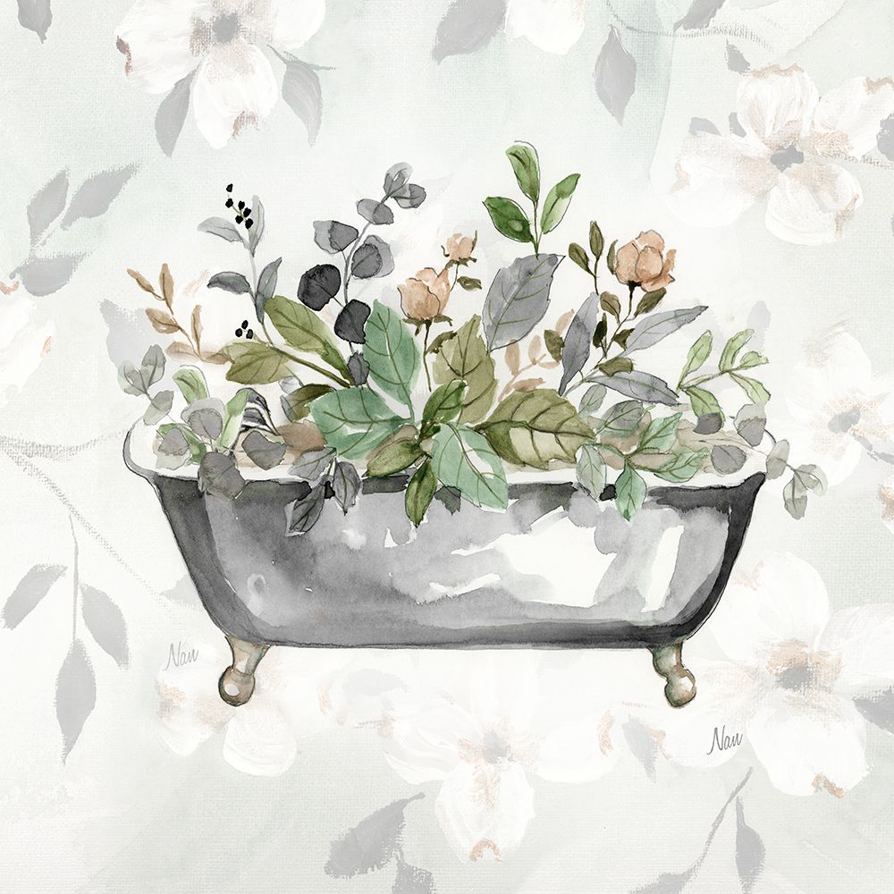 Soft Floral Tub I art print by Nan for $57.95 CAD