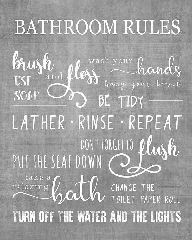 Neutral Bathroom Rules art print by CAD Designs for $57.95 CAD