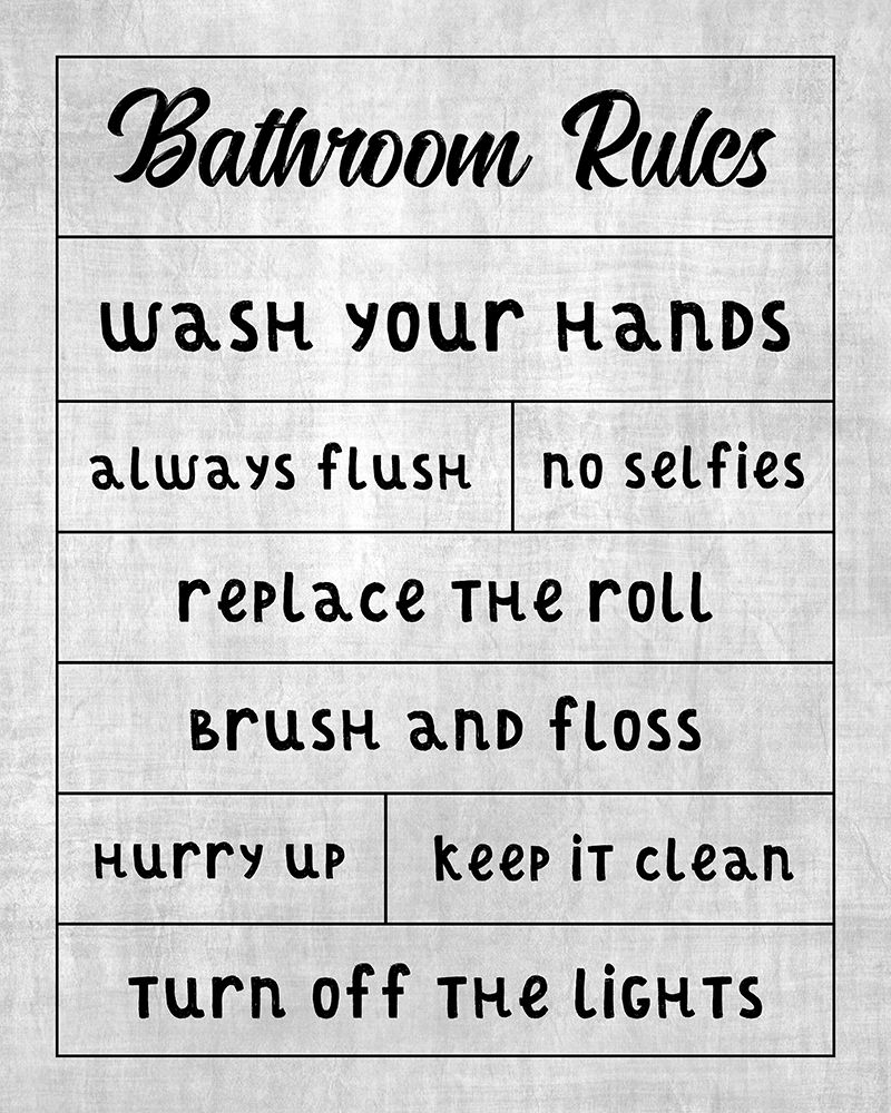 Simple Bathroom Rules art print by CAD Designs for $57.95 CAD
