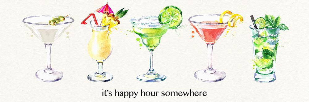 Happy Hour Cocktails art print by Susan Jill for $57.95 CAD