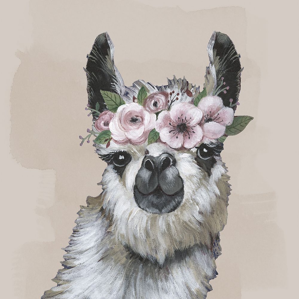 Neutral Llama Flowers art print by Tava Studios for $57.95 CAD