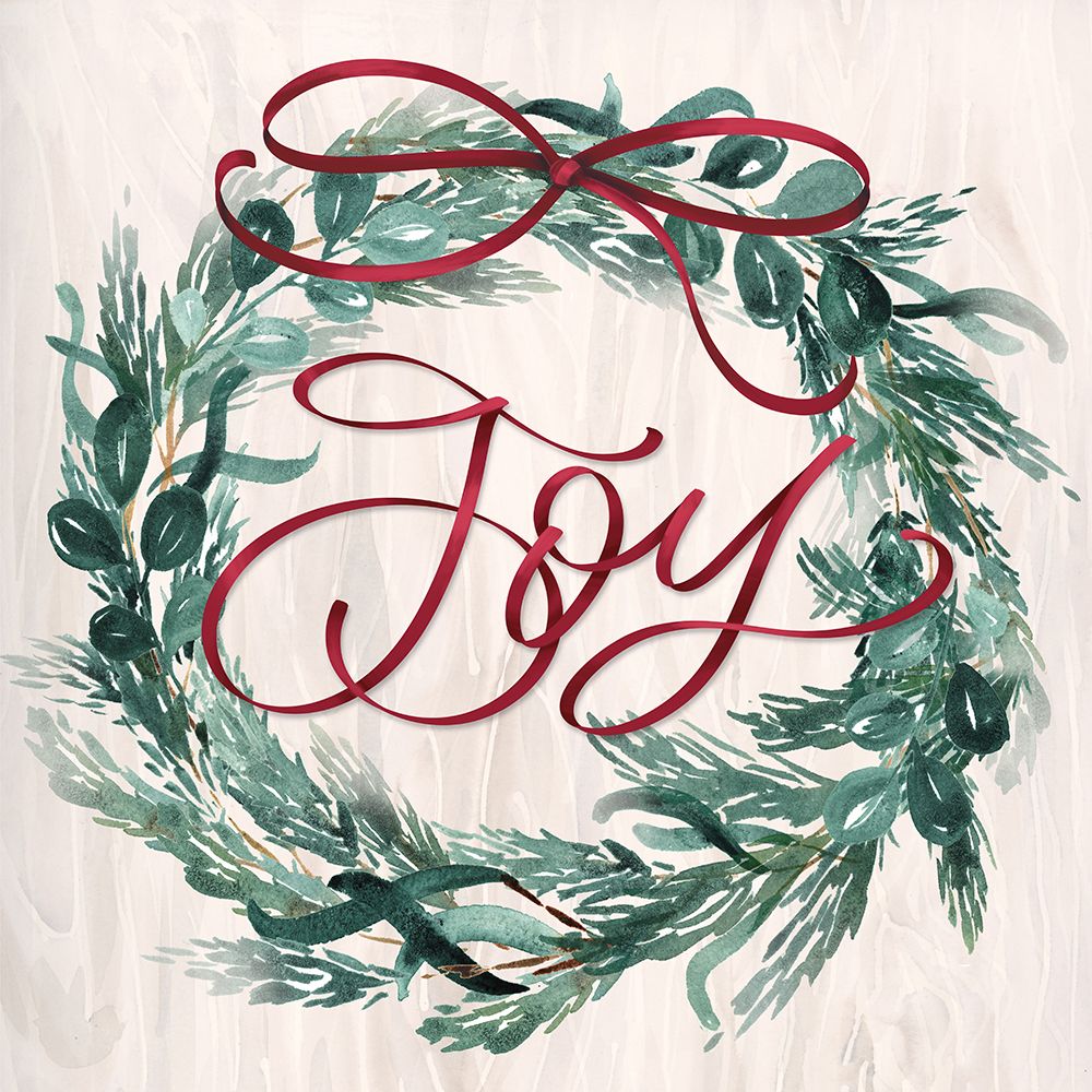 Joy Ribbon Wreath art print by Kristen Brockmon for $57.95 CAD
