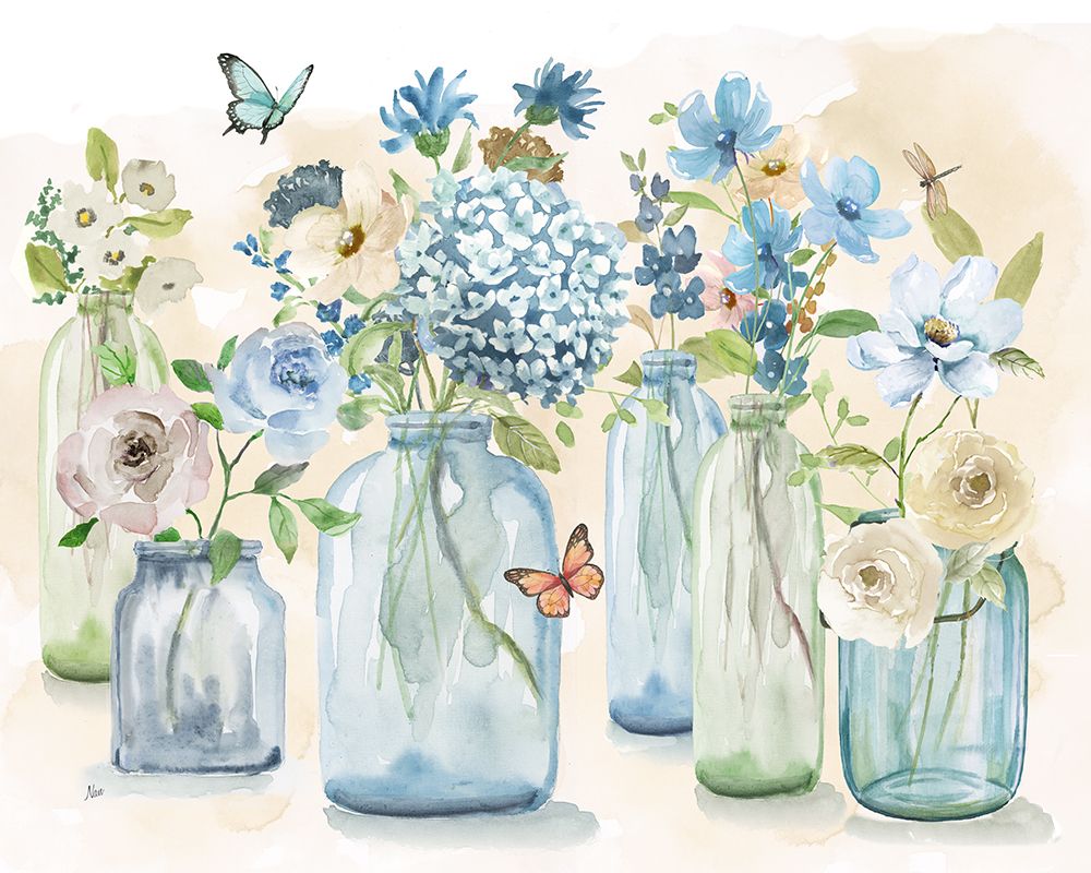Blue Butterfly Garden art print by Nan for $57.95 CAD