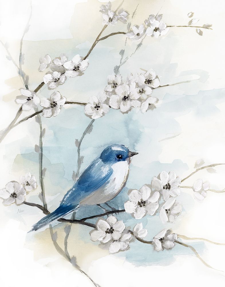 Blossoms and Bluebird I art print by Nan for $57.95 CAD