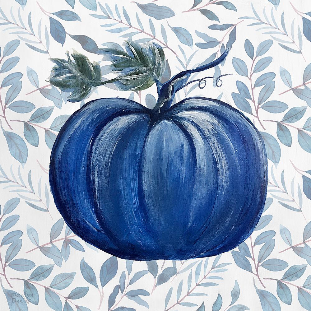 Blue Leafy Pumpkin I art print by Marilyn Dunlap for $57.95 CAD