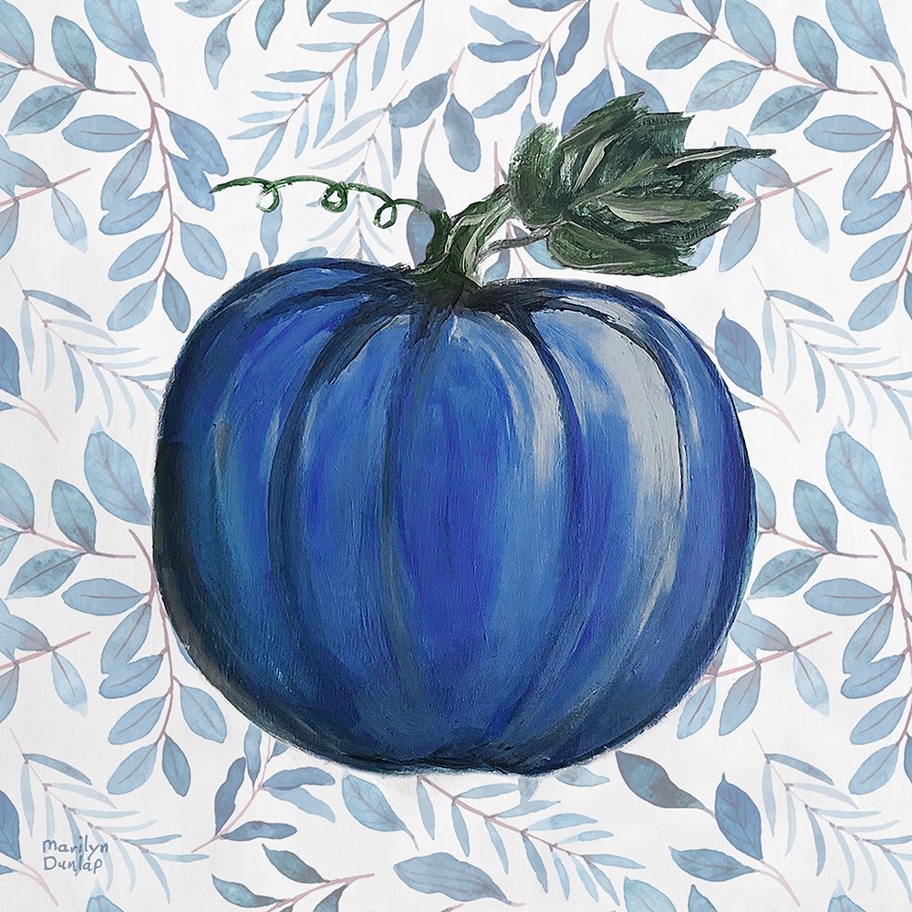 Blue Leafy Pumpkin II art print by Marilyn Dunlap for $57.95 CAD