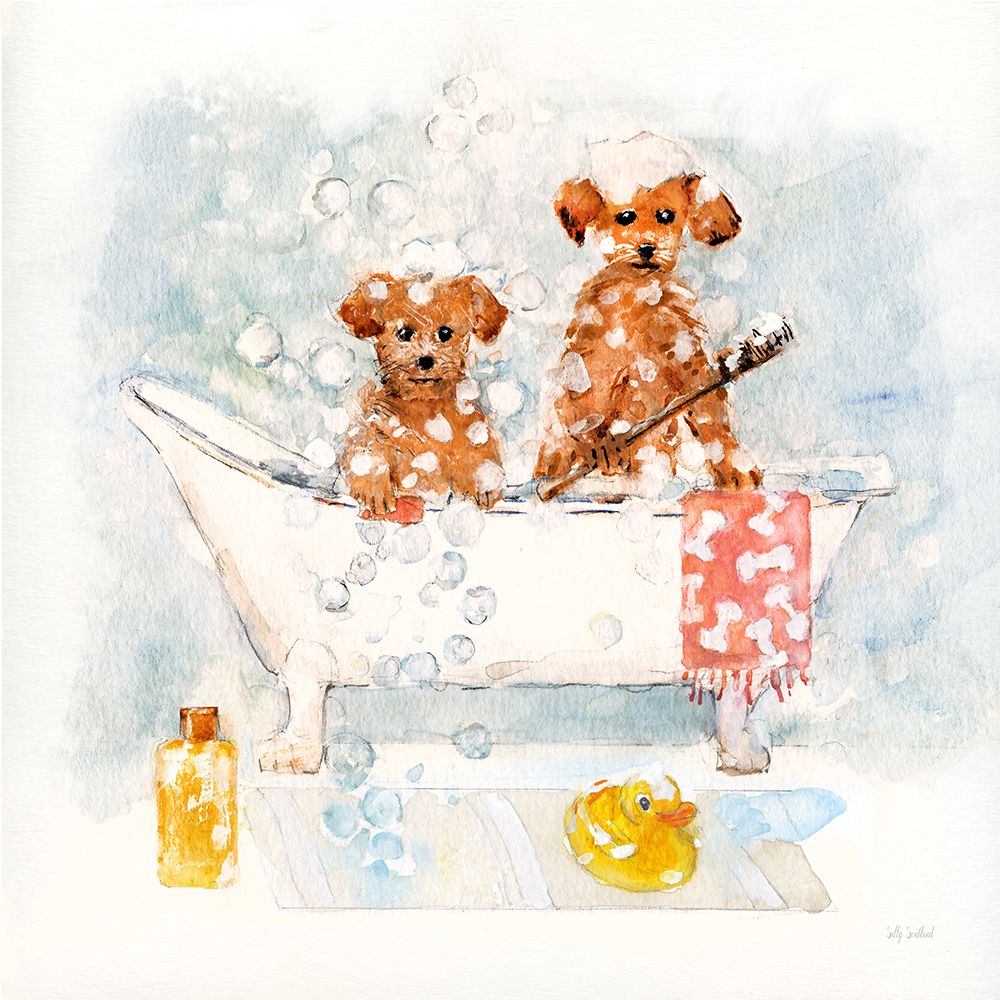 Bath Pups I art print by Sally Swatland for $57.95 CAD