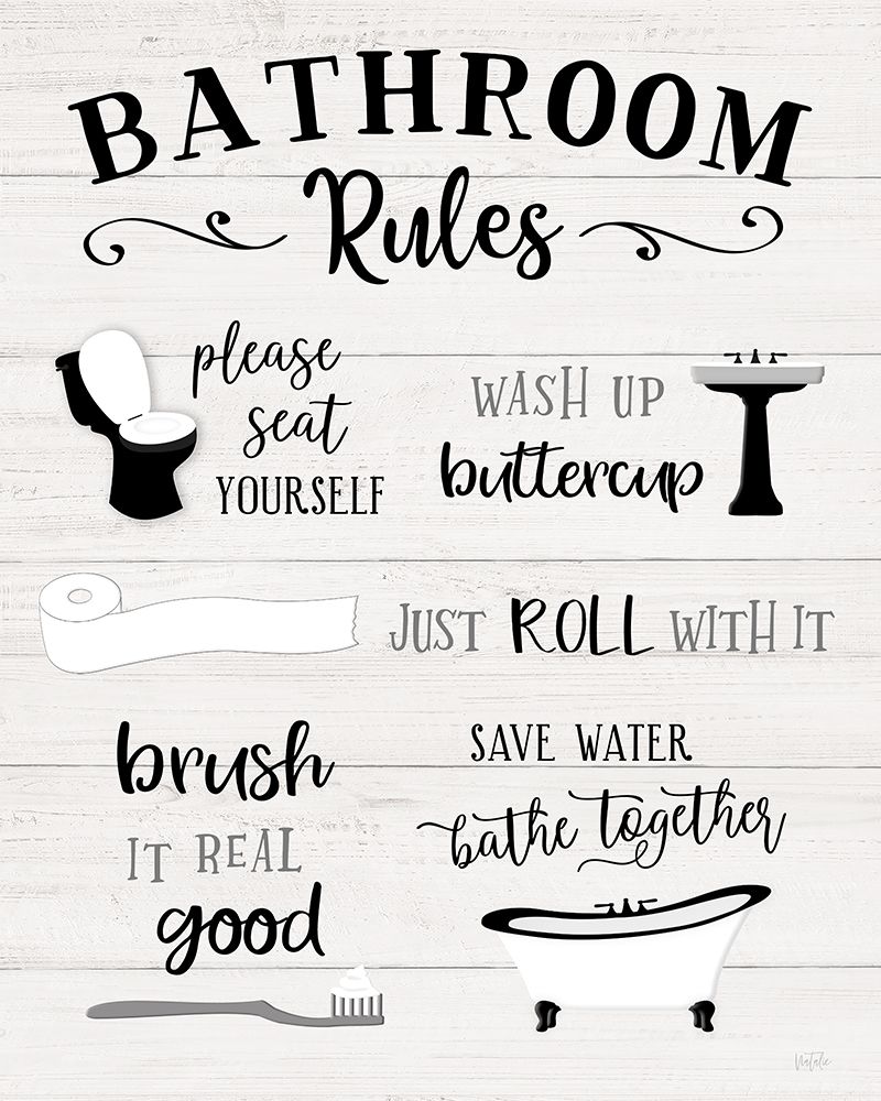 Rules of the Bathroom art print by Natalie Carpentieri for $57.95 CAD