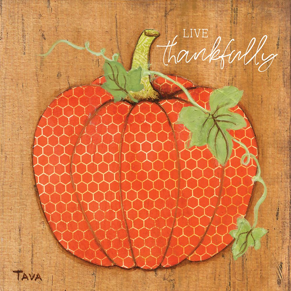 Live Thankfully Pumpkin art print by Tava Studios for $57.95 CAD