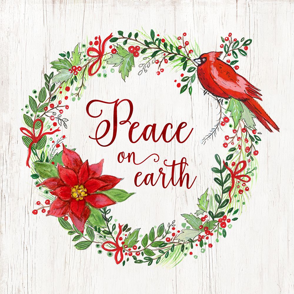 Peace On Earth Wreath art print by Tava Studios for $57.95 CAD