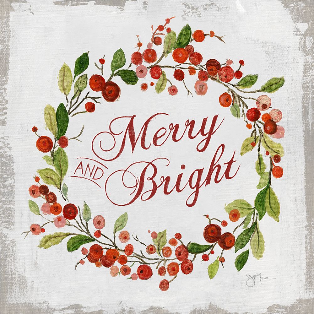 Merry and Bright Holly Wreath art print by Tava Studios for $57.95 CAD