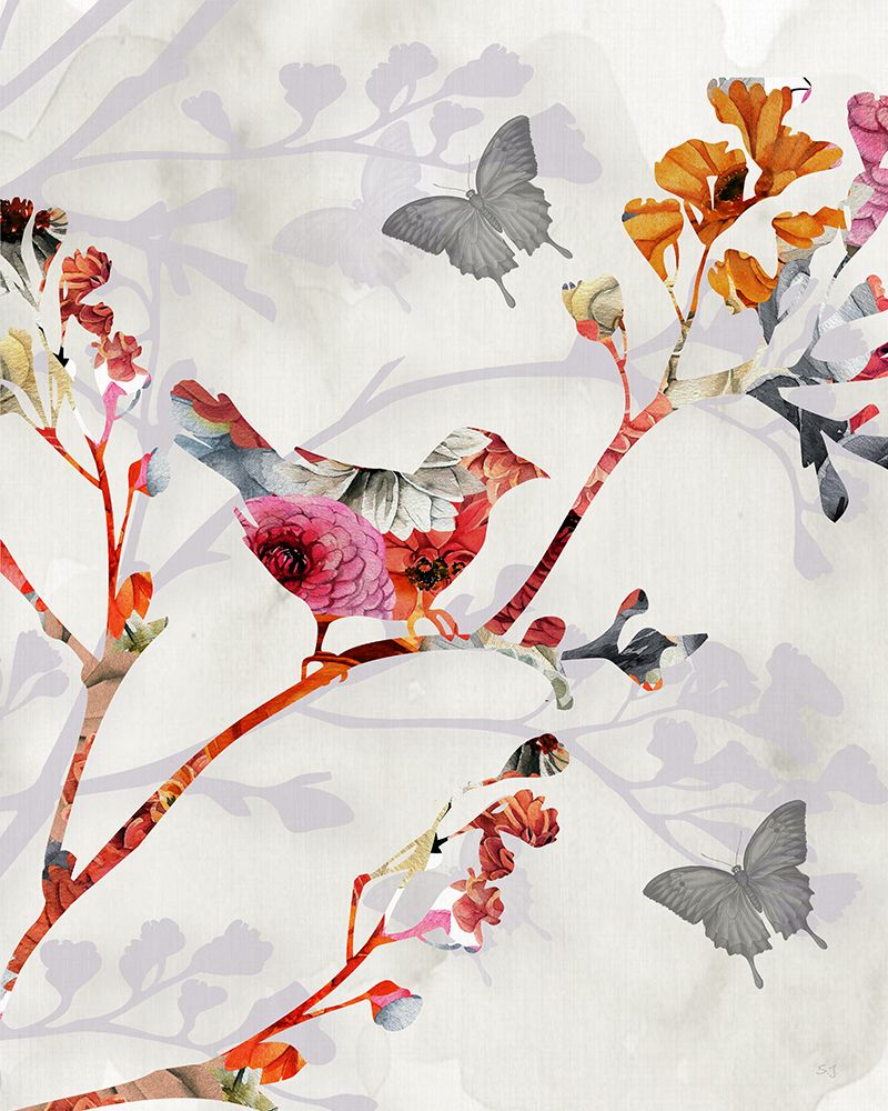 Bird And Cherry Blossoms II art print by Susan Jill for $57.95 CAD