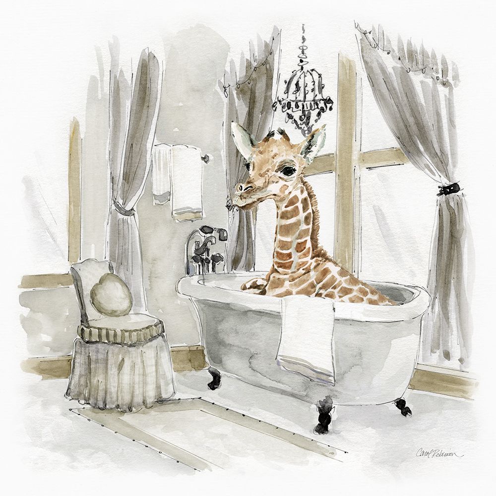 Giraffe Bath art print by Carol Robinson for $57.95 CAD