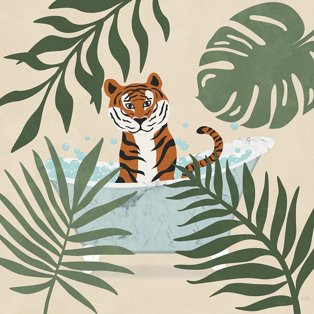 Safari Tiger Bath art print by Natalie Carpentieri for $57.95 CAD