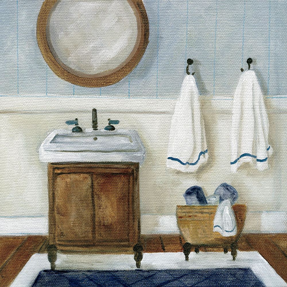 Cozy Navy Bath I art print by Carol Robinson for $57.95 CAD