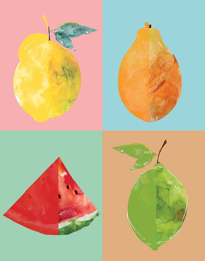 Happy Fruit Colorblock art print by Carol Robinson for $57.95 CAD