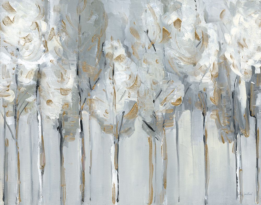 Silver and Gold Tree Line art print by Sally Swatland for $57.95 CAD